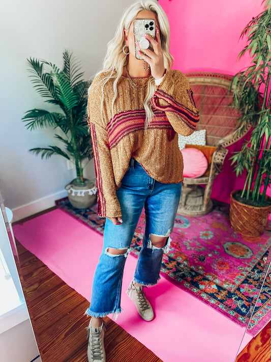 Coffee Date Striped Sweater