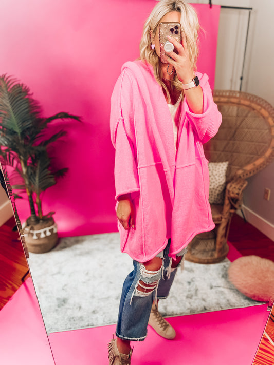 Darcy Pink Hooded Cardi