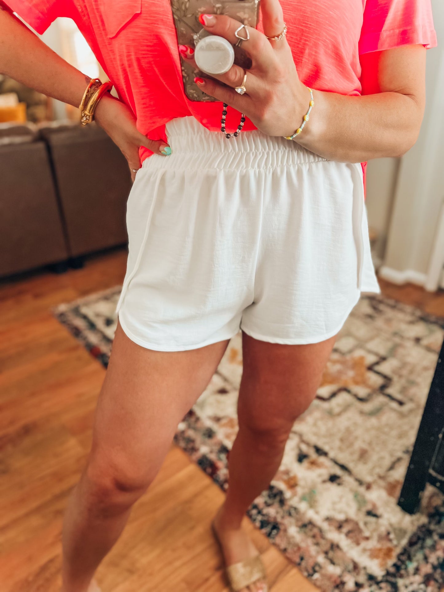Beach Please Shorts- White