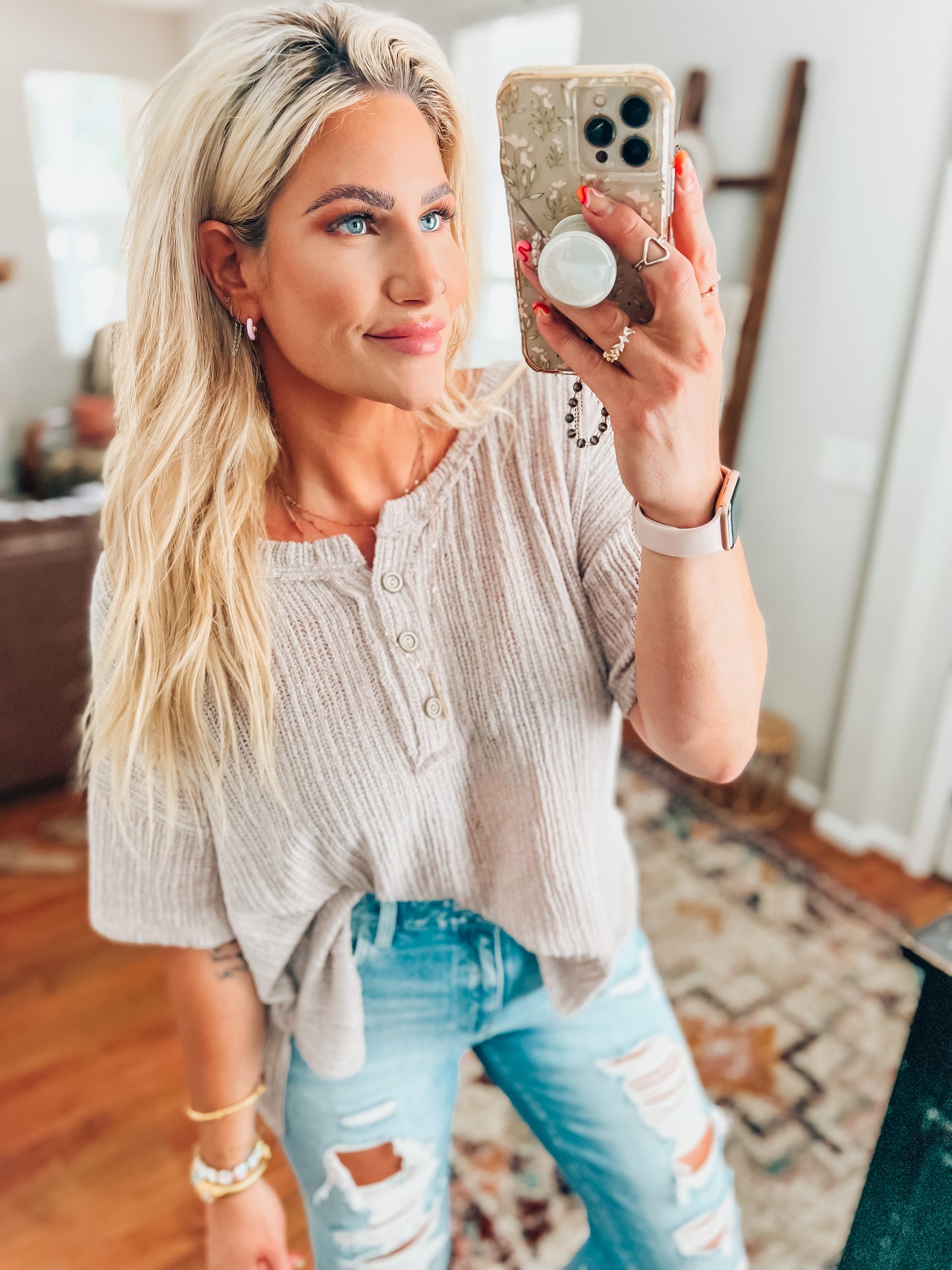 Natalie Button Knit Top