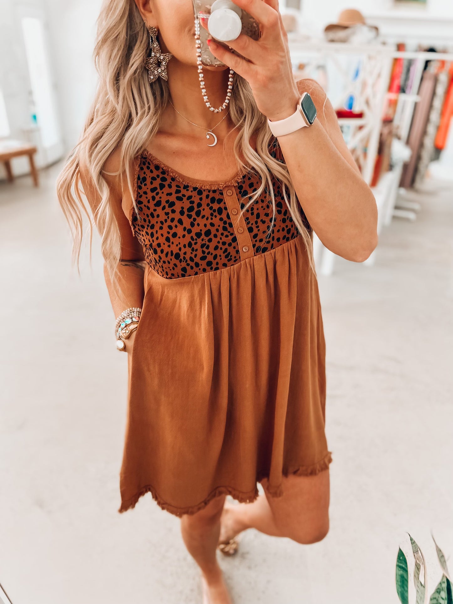 Sydney Button Dress- Coffee