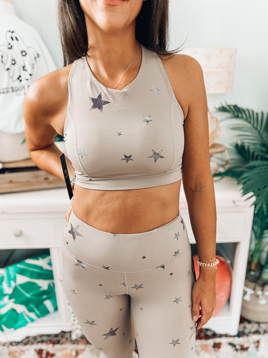 Marbled Stars Cross Back Sports Bra