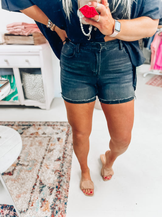 Lily Black Denim Shorts