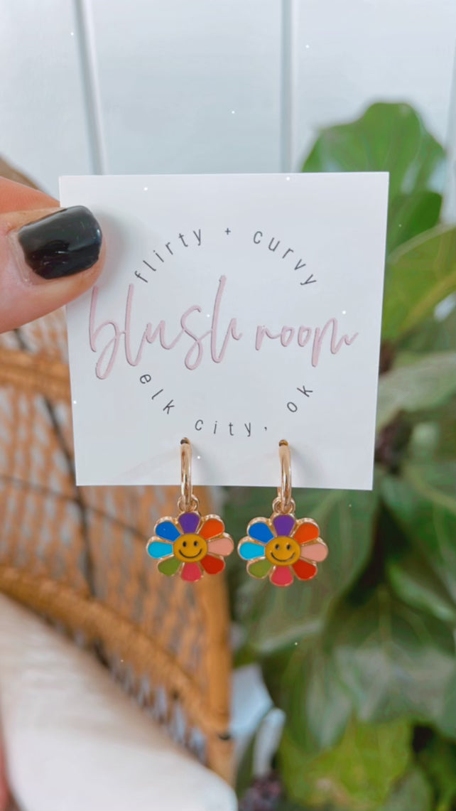 Happy Flower Ear Huggie- Multi