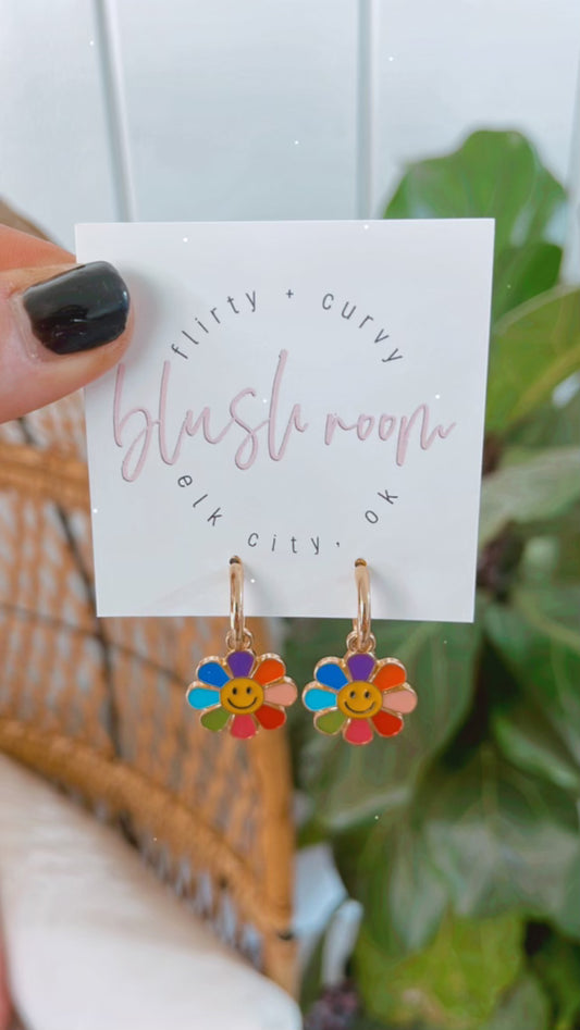 Happy Flower Ear Huggie- Multi
