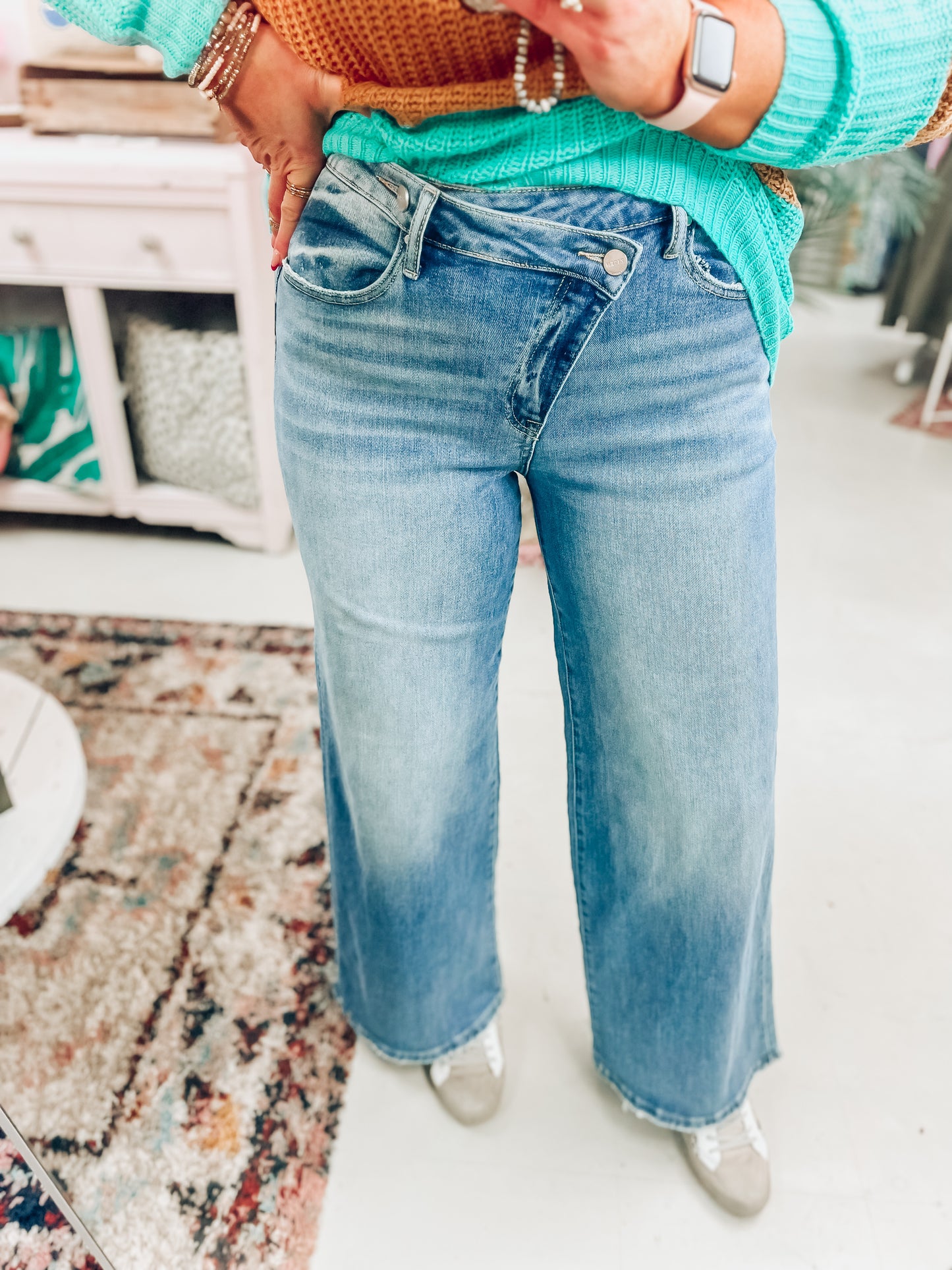 Quinn Crossover Wide Leg Jeans