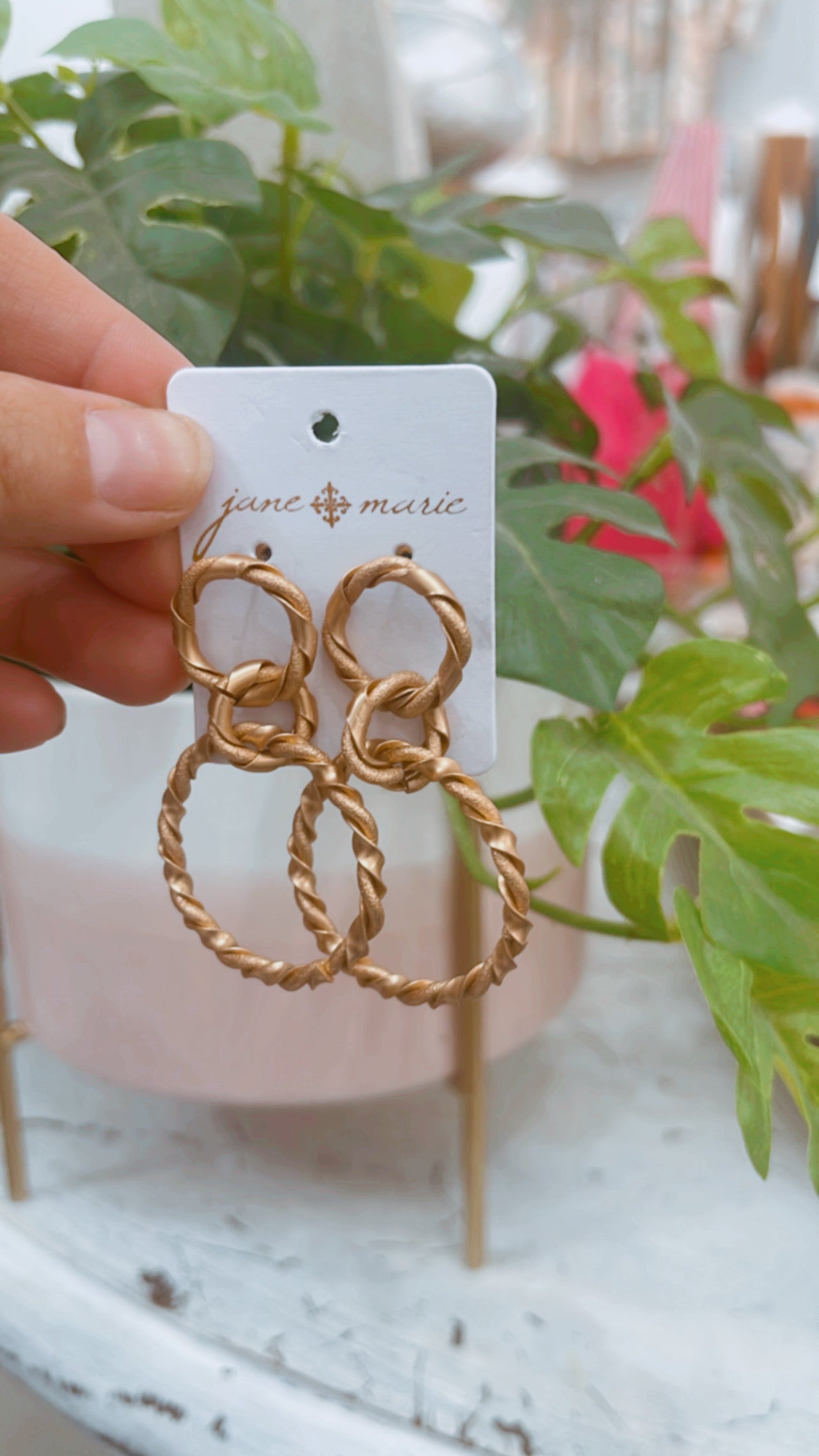 Gold Twisted Interlocking Hoop Earrings