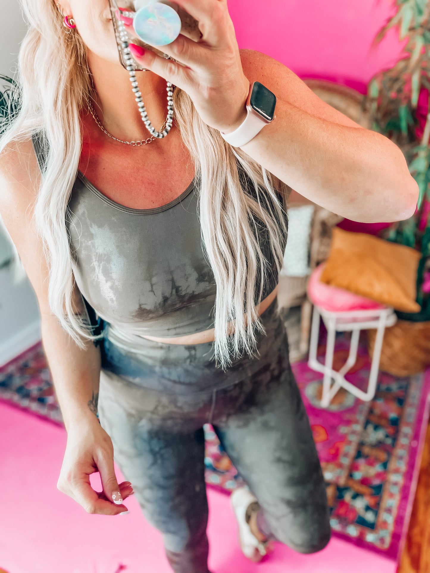 Annie Metallic Foil Cut-Out Back Sports Bra
