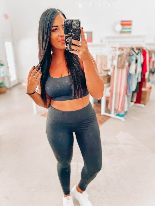 Marble Foiled Sports Bra