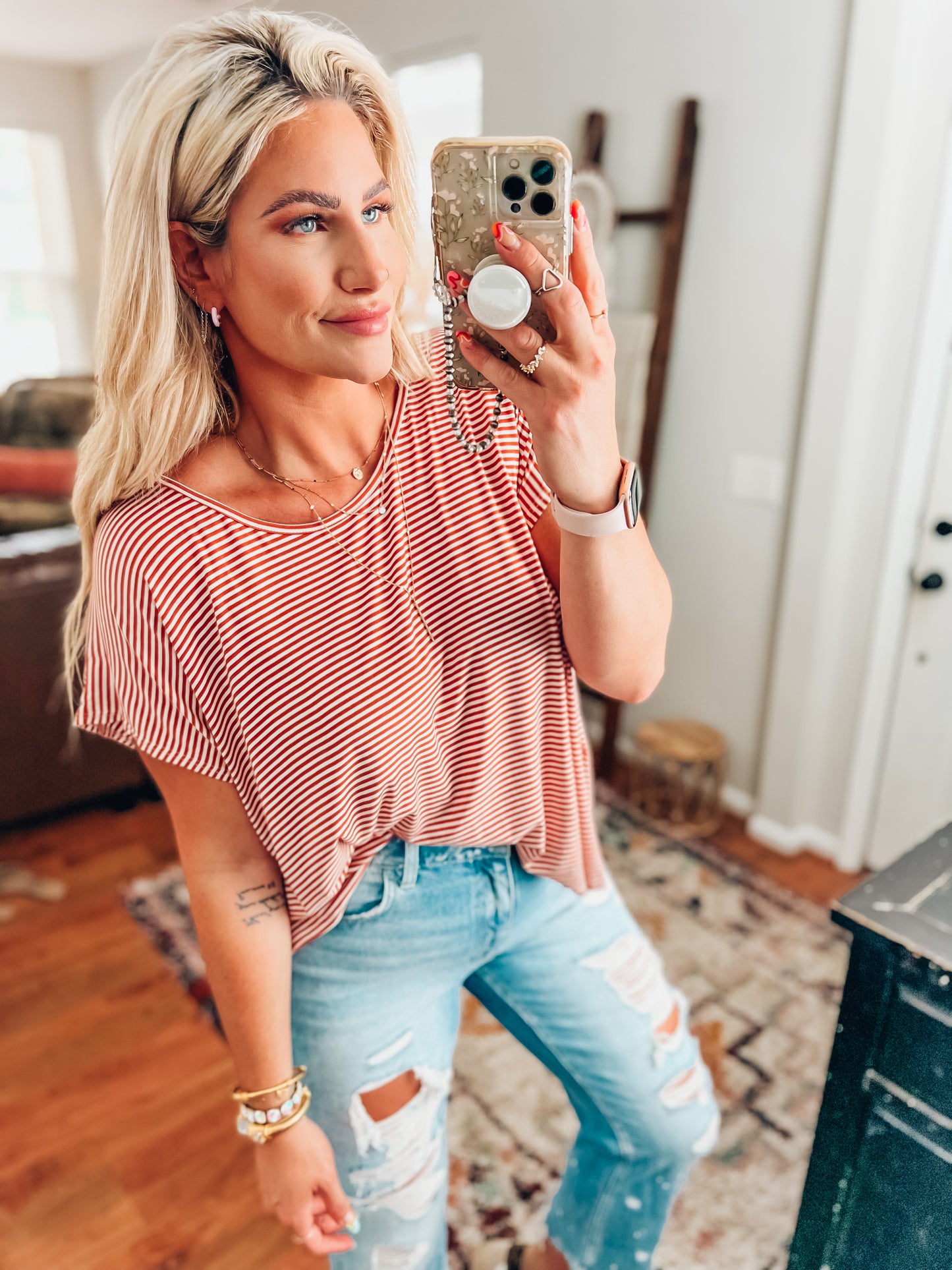 Jen Striped Criss Cross Top