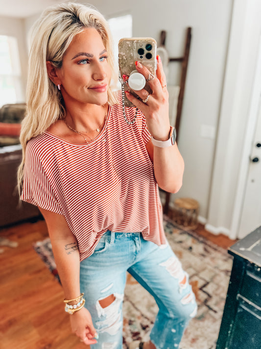 Jen Striped Criss Cross Top