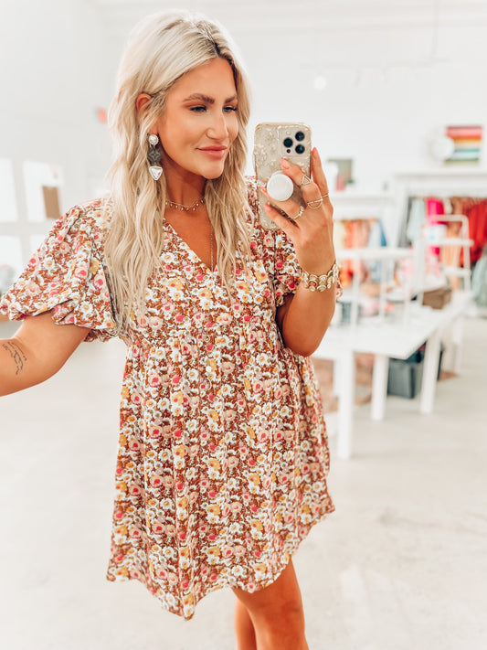 Ella Floral Bubble Sleeve Dress