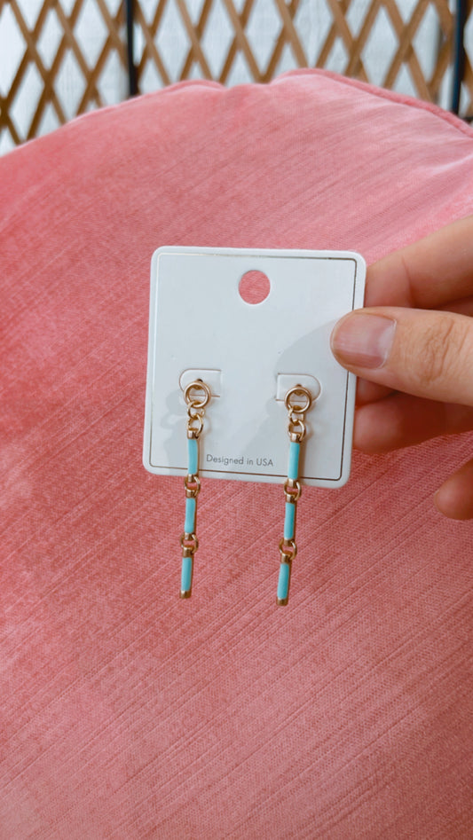 Mint Cylinder Drop Earrings