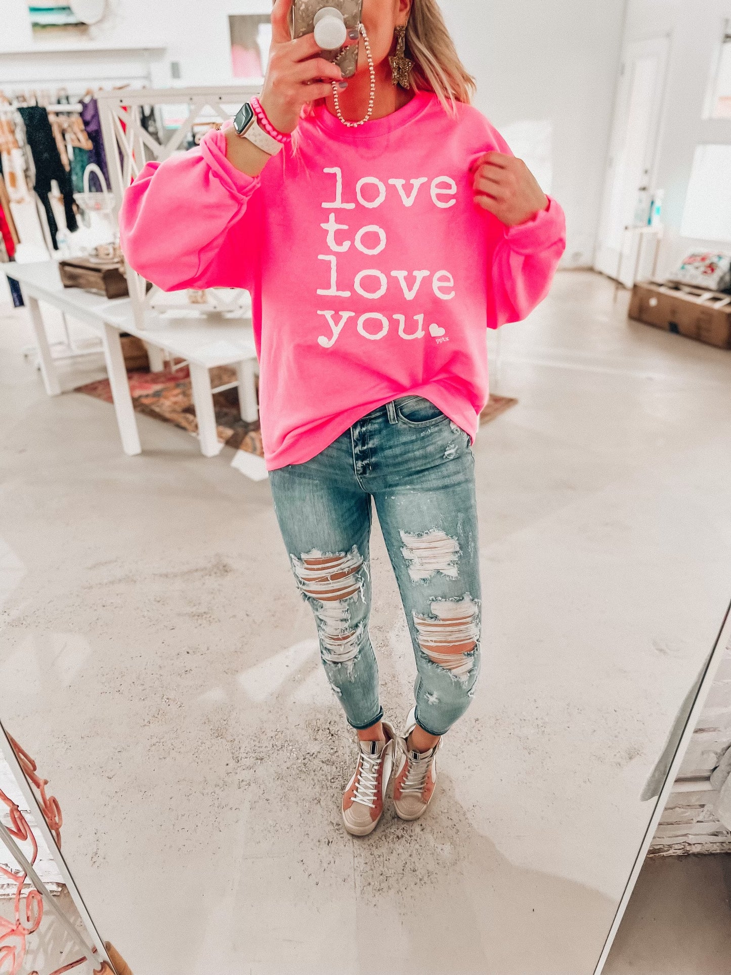 Neon Love To Love You Pullover