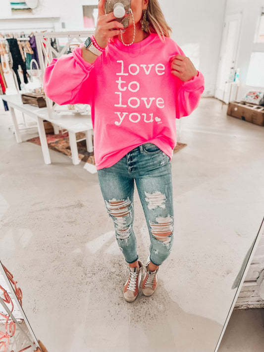 Neon Love To Love You Pullover