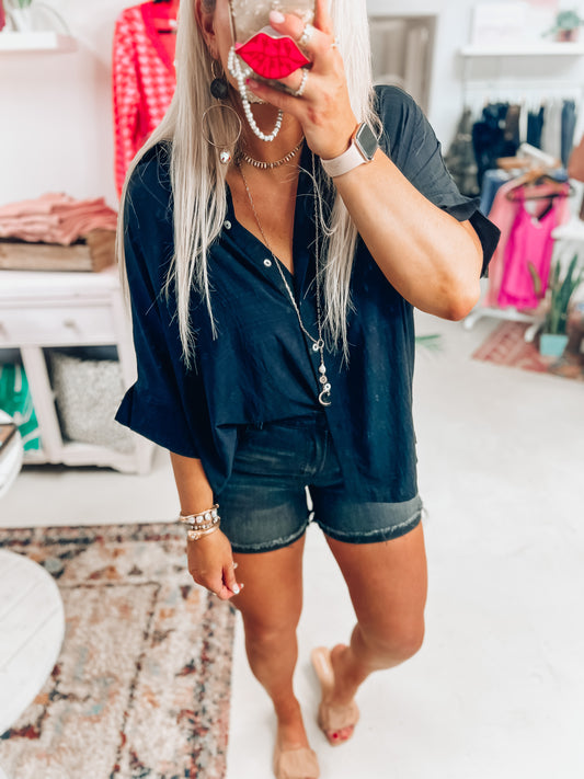 Lily Black Denim Shorts