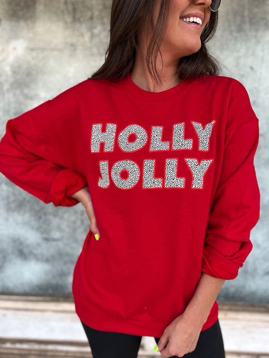Holly Jolly Spotted Crew Pullover
