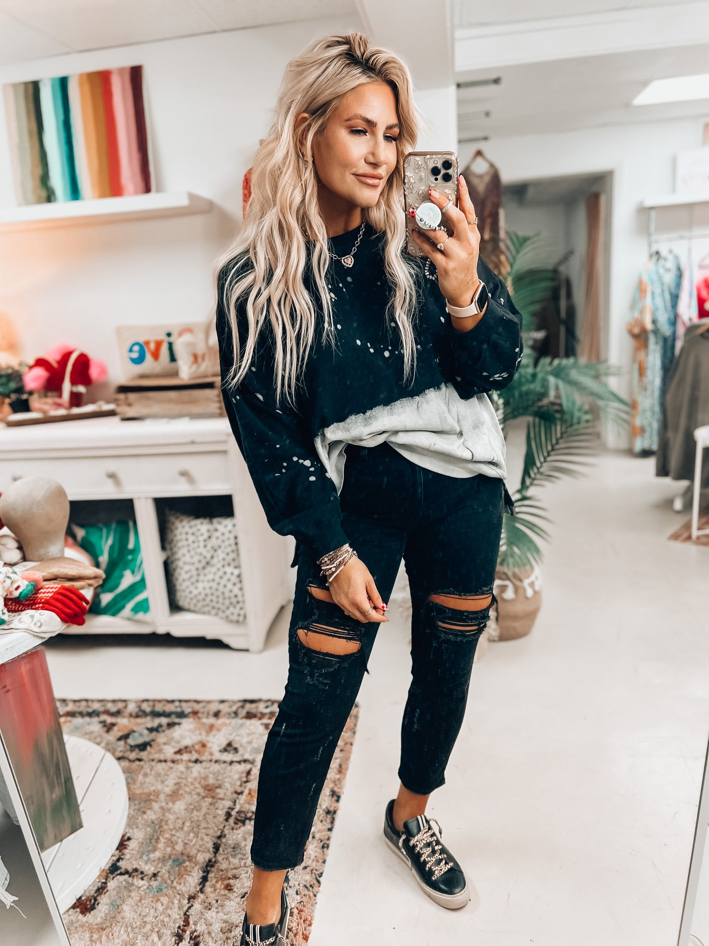 Black Splatter Pullover