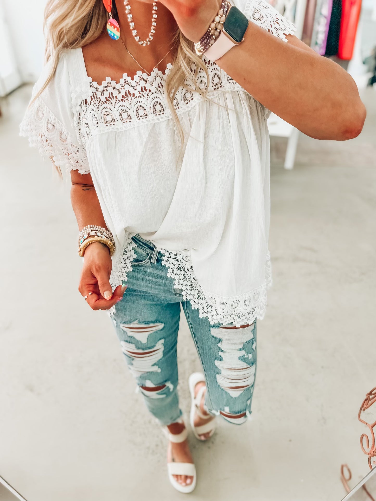 Summer Lace Pom Blouse