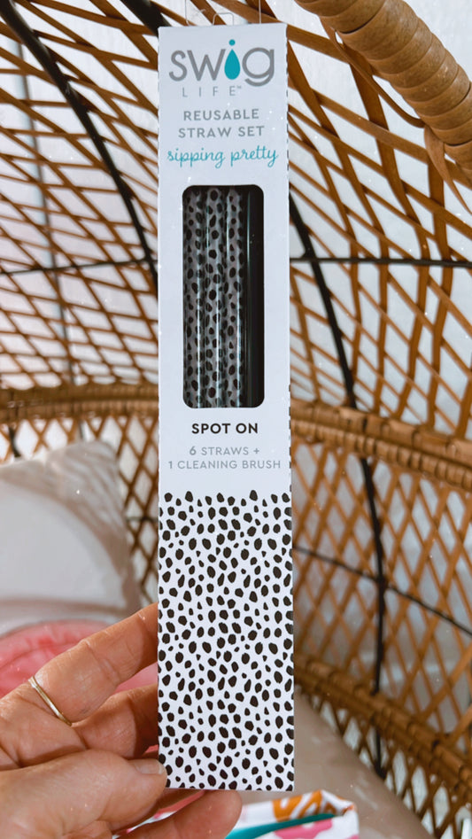Spot On + Black Reusable Tall Straw Set