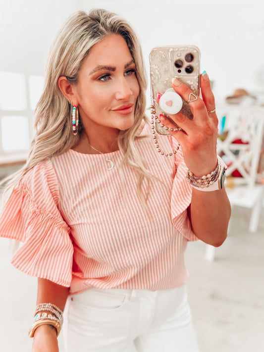 Saylie Striped Ruffle Top