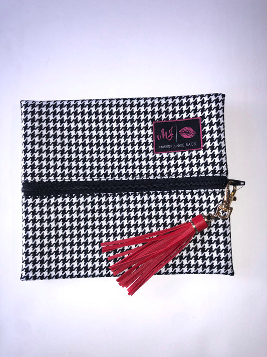 Makeup Junkie Small- Black & White Houndstooth