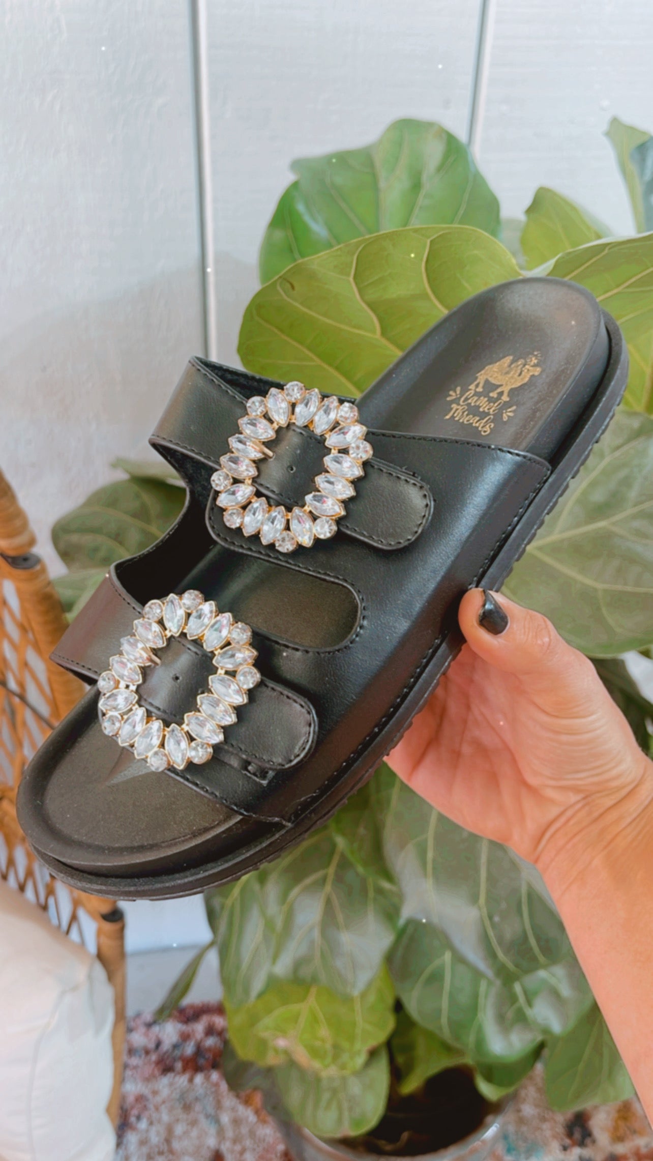Gemma Bling Slides-Black