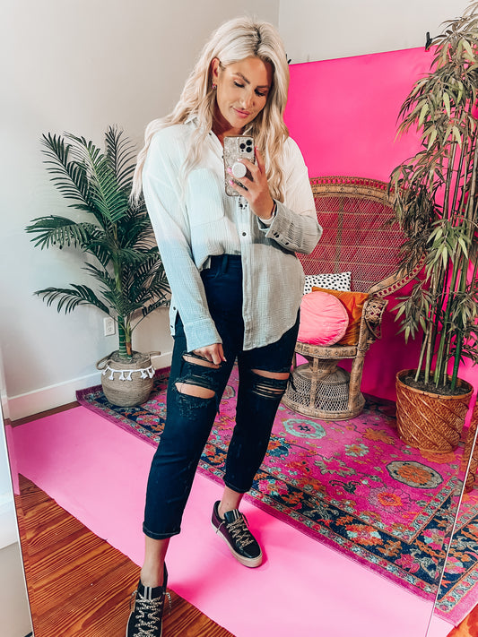 Open Heart Button Up