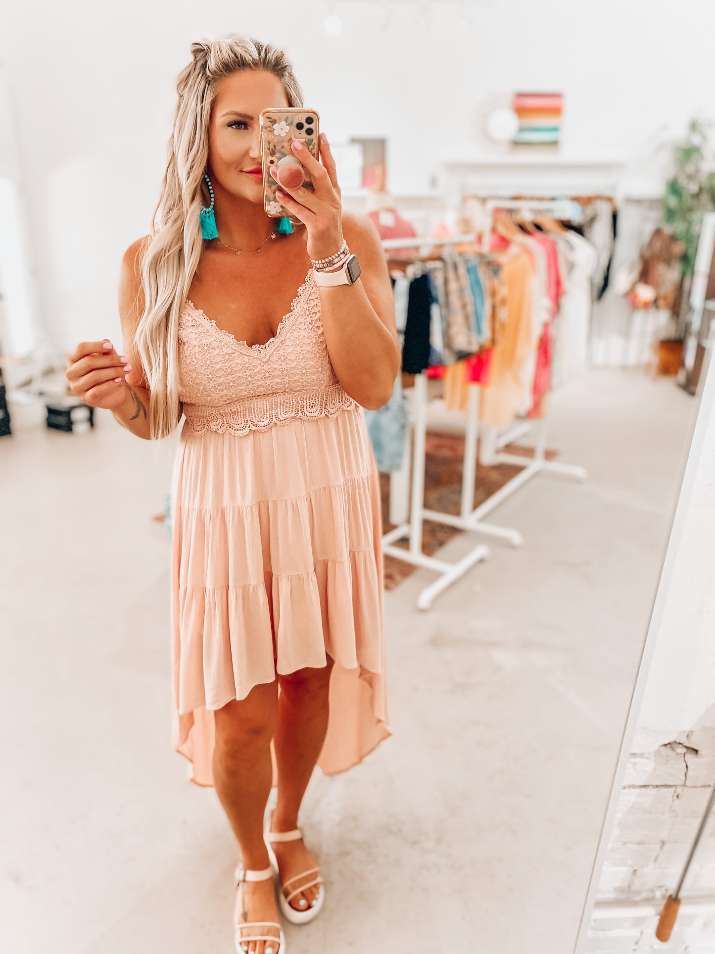 Lucy Blush Lace Dress