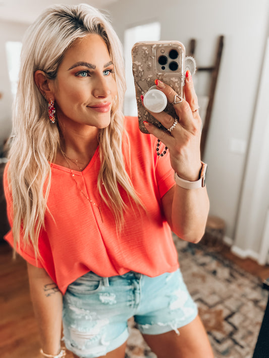Maya Basic Top- Coral
