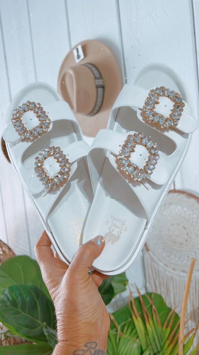 Gemma Bling Slides-White
