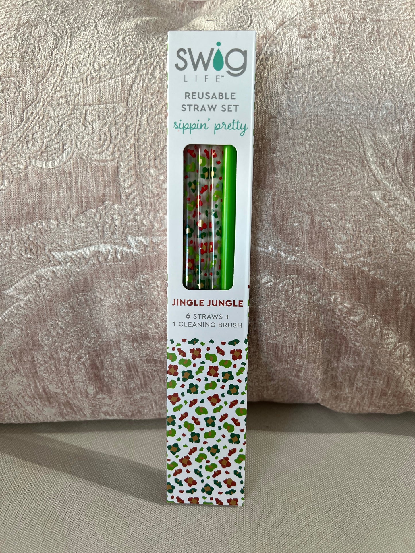 Jingle Jungle & Lime Reusable Straw Set (Tall)