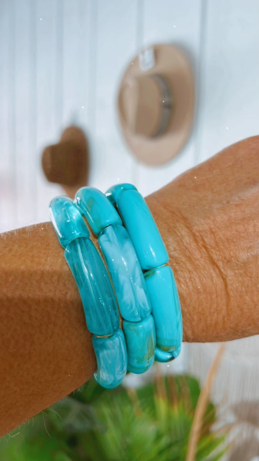 Marble Bracelet Stack- Turquoise