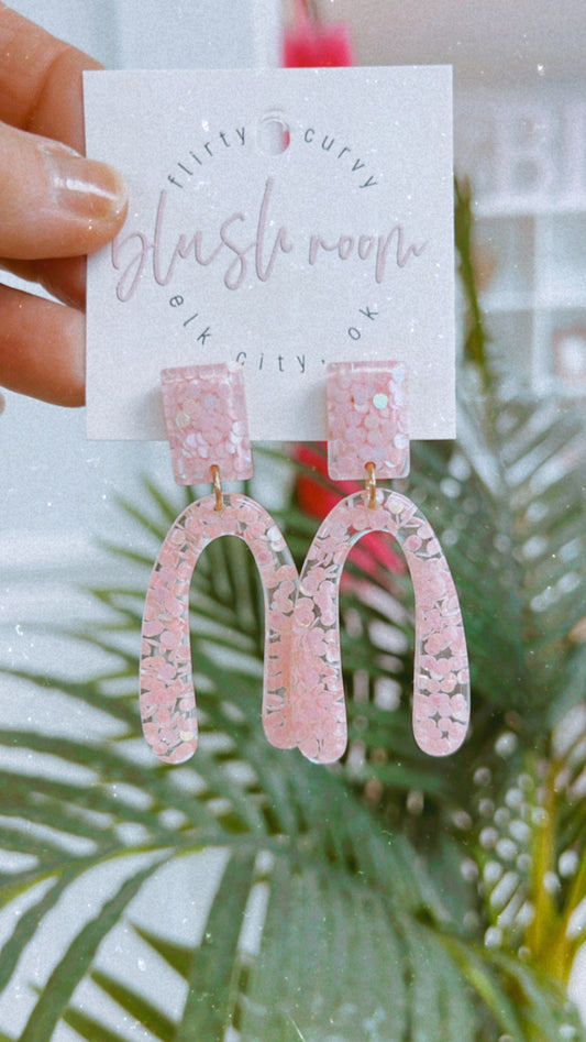 Pink Horseshoe Earrings