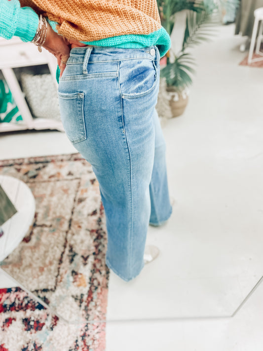 Quinn Crossover Wide Leg Jeans