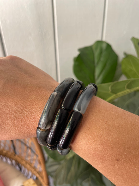 Marble Bracelet Stack- Black