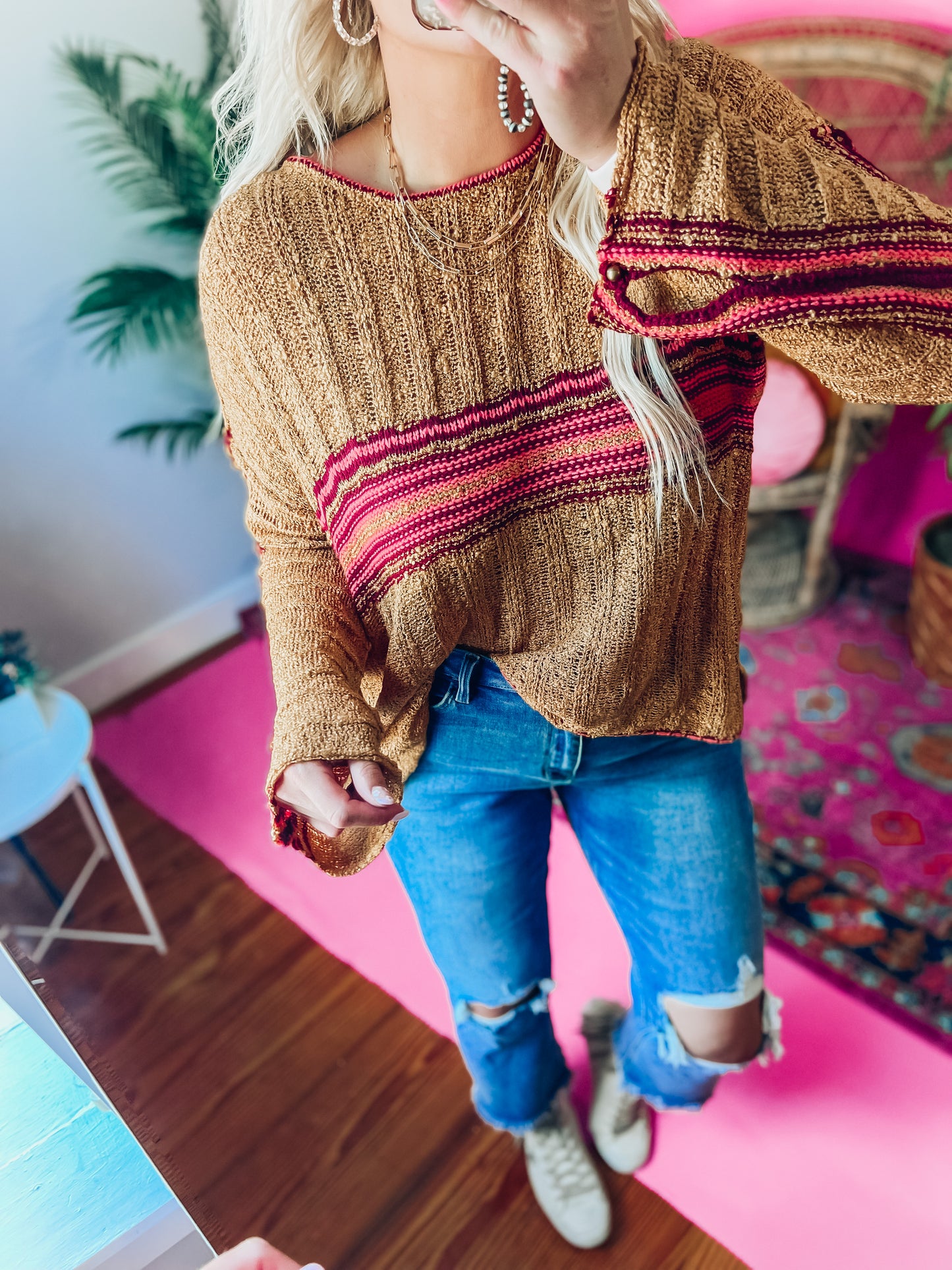 Coffee Date Striped Sweater