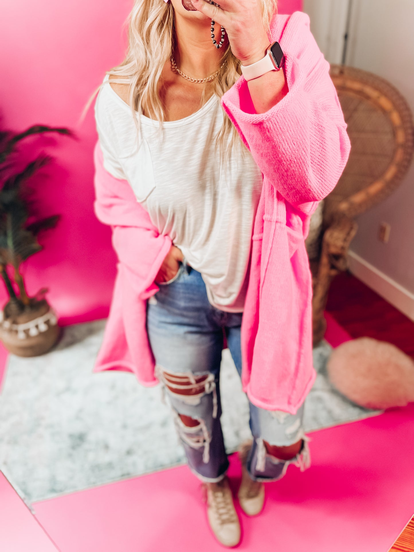 Darcy Pink Hooded Cardi