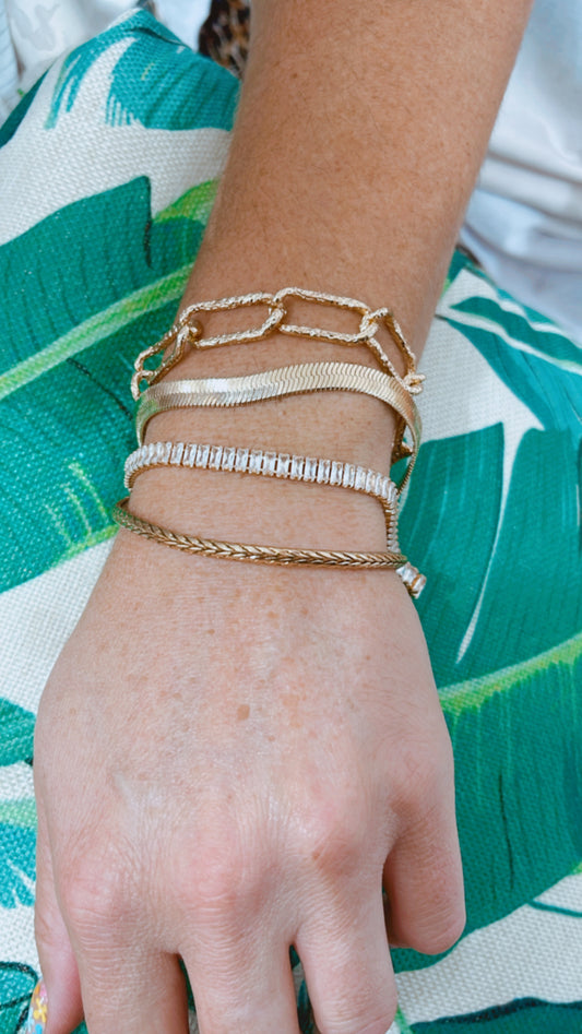 Crystal & Chain Layered Bracelet