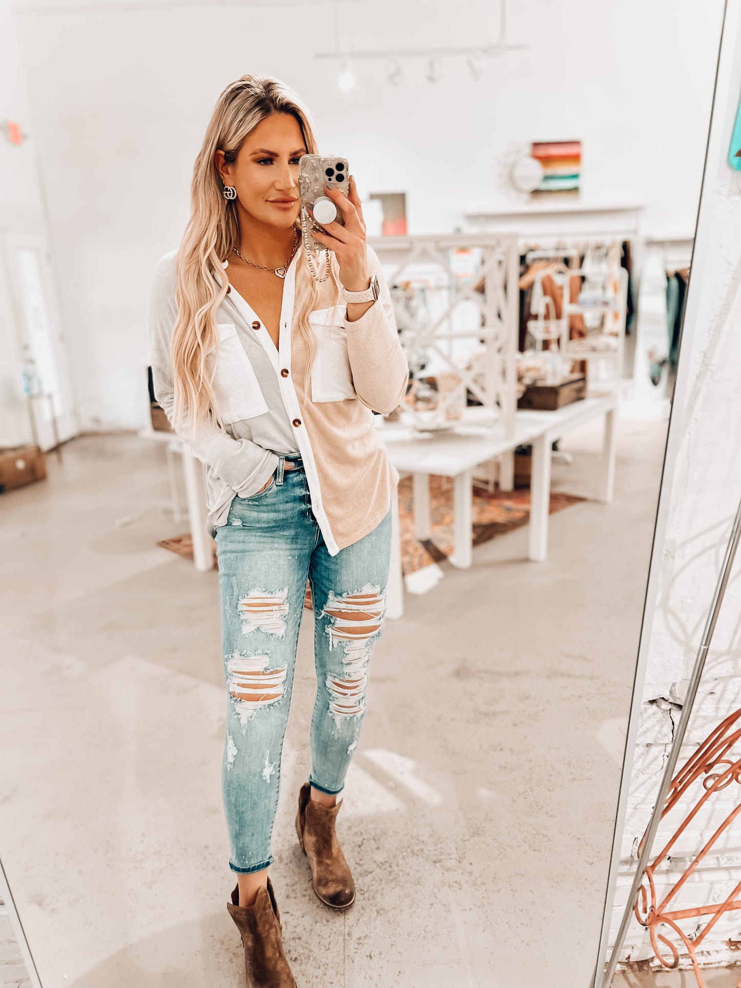 Fallyn Fleece Button Down