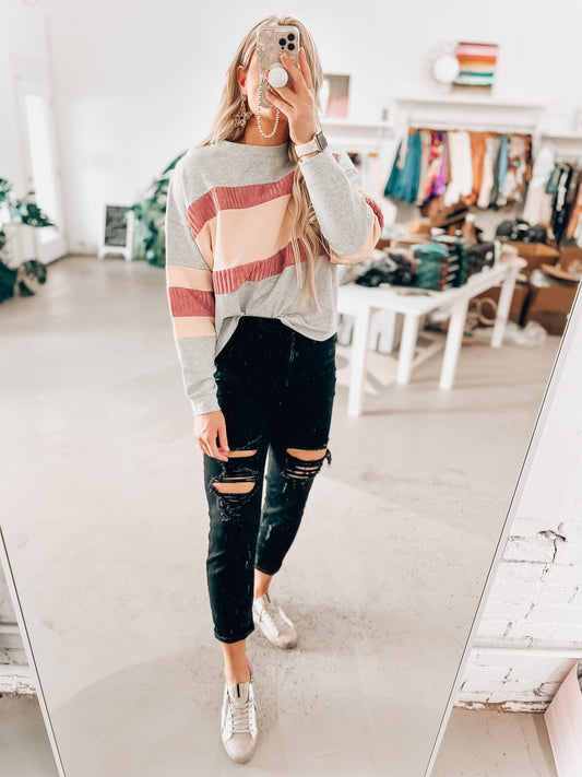 Heather Color Block Pullover