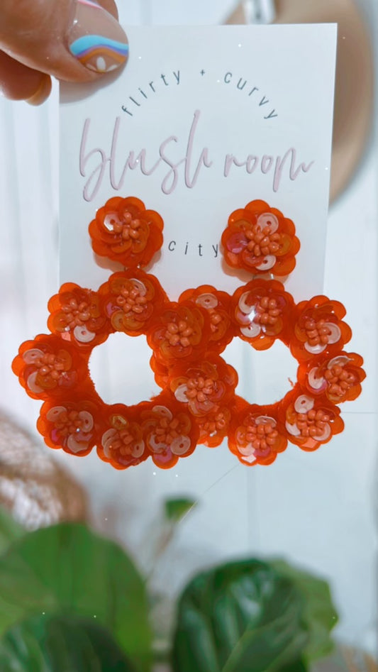 Coral Floral Earrings