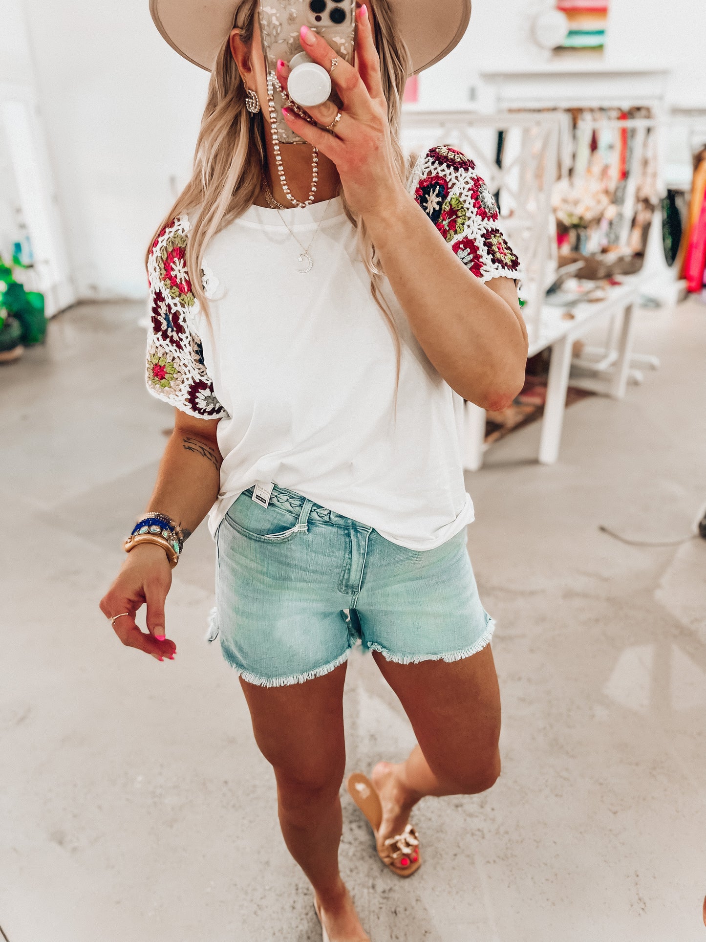 Kelli Crochet Sleeve Top
