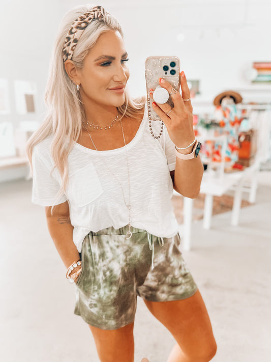 Risa Olive Tie Dye Shorts