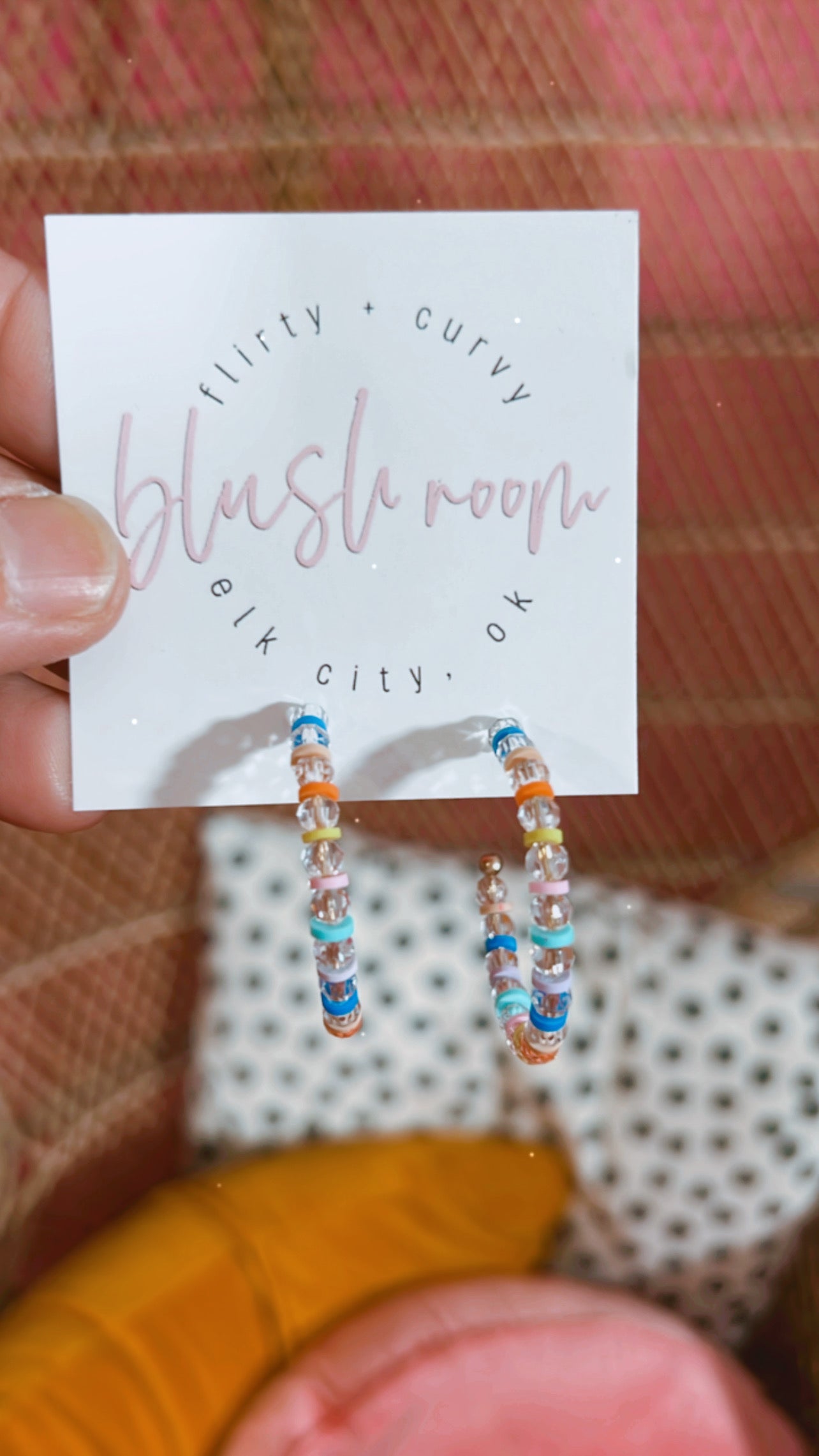 Blue Rubber Bead Hoops