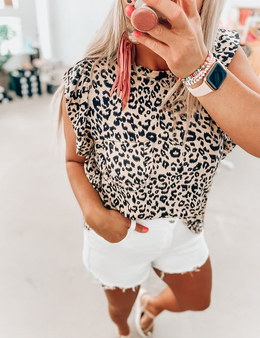 Maggie Leo Ruffle Sleeve Top