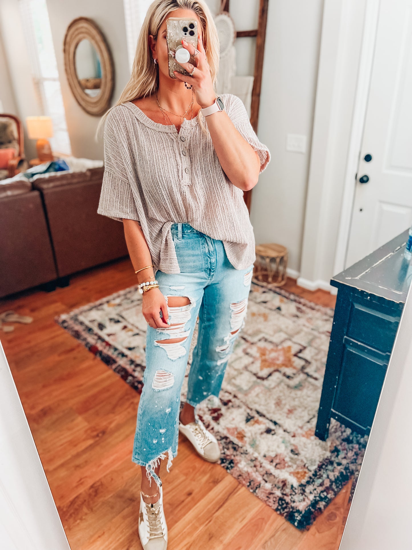 Natalie Button Knit Top