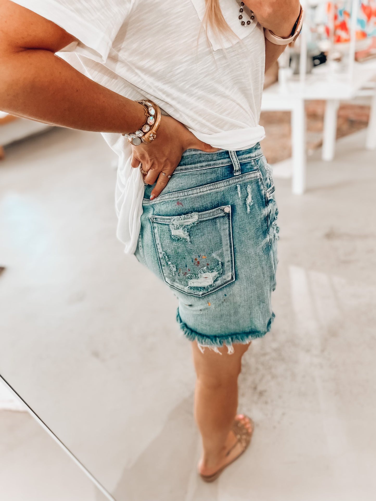 Rainbow Splatter Judy Blue Shorts