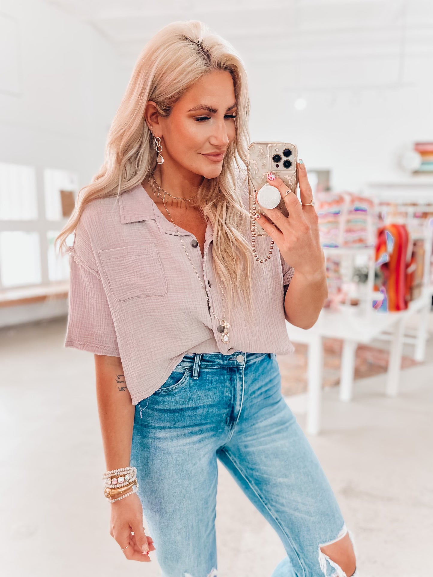 Lillian Button Top