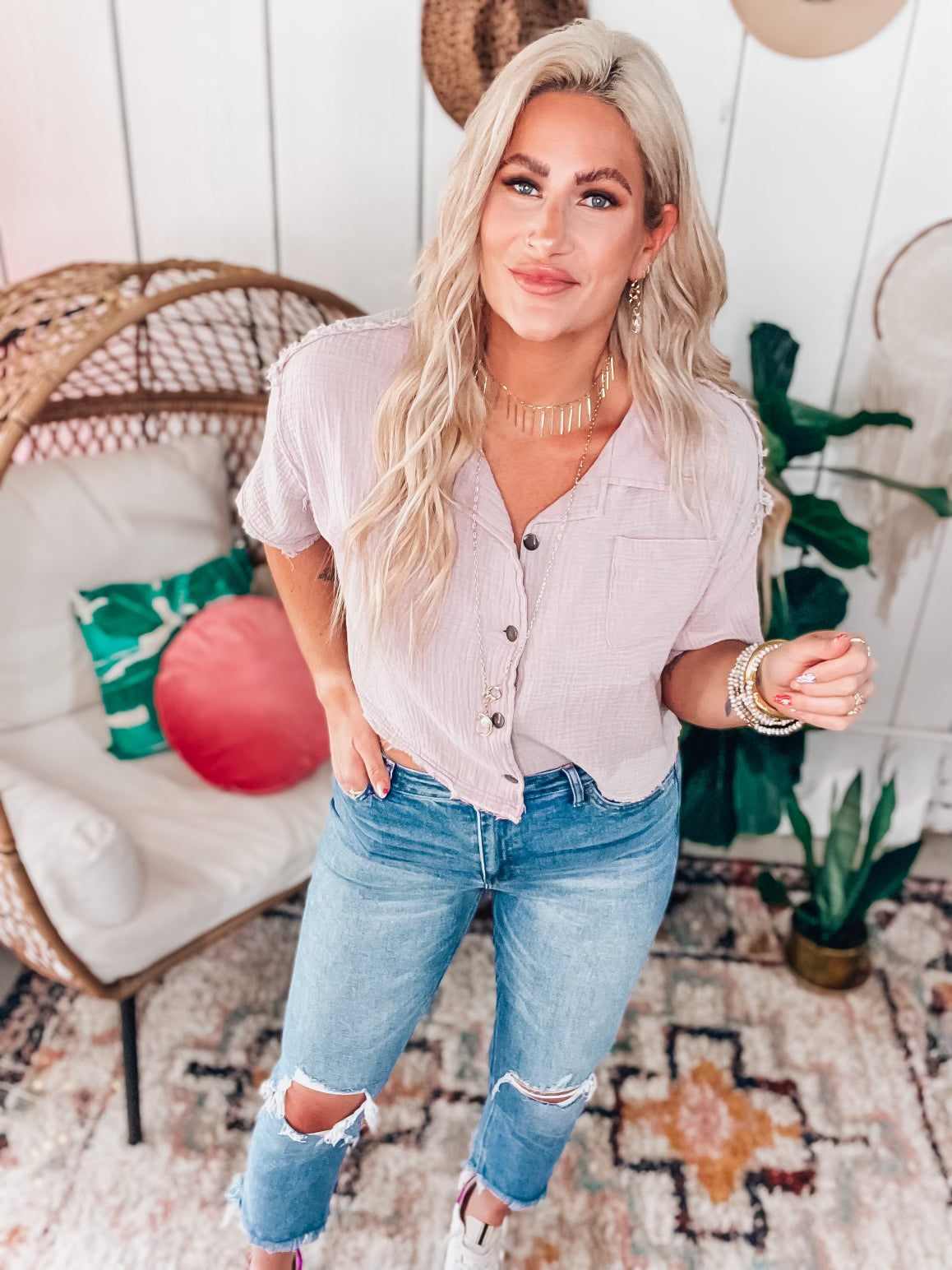 Lillian Button Top